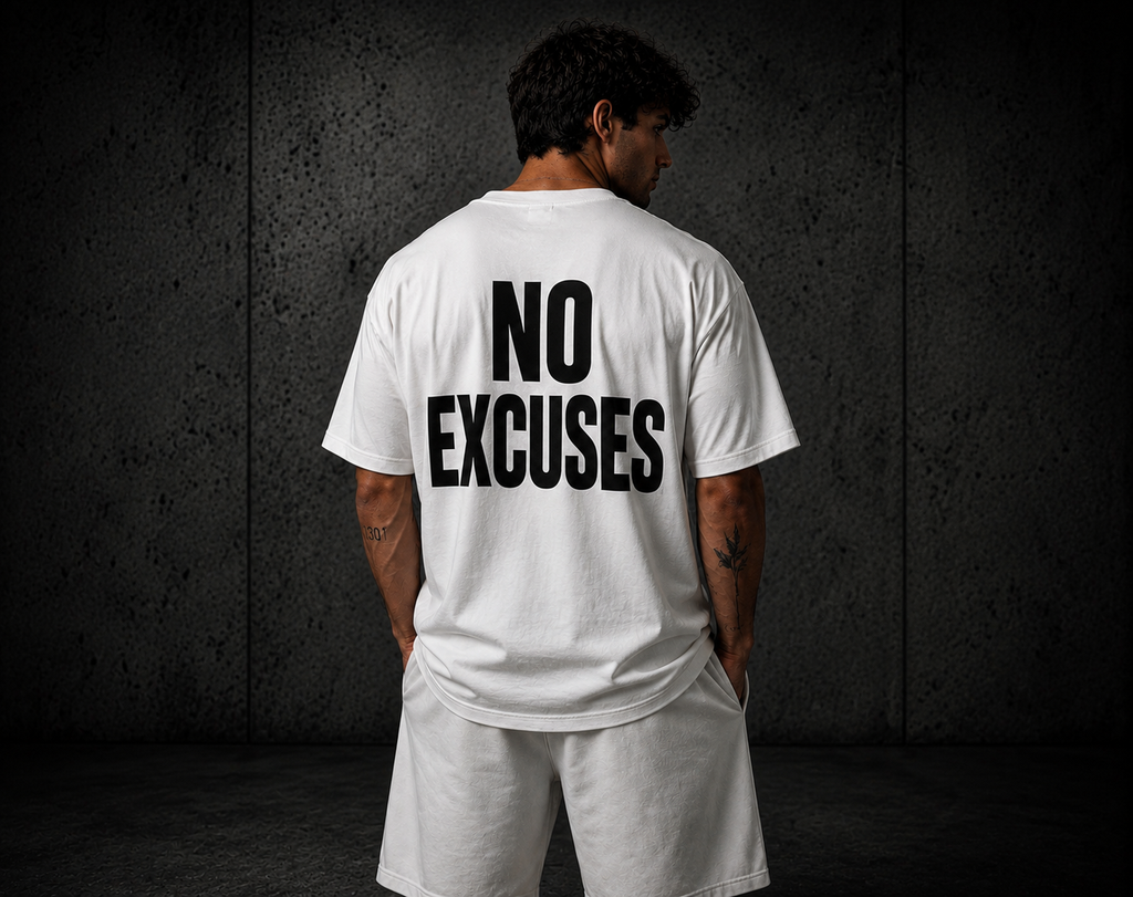No Excuses Tee-White